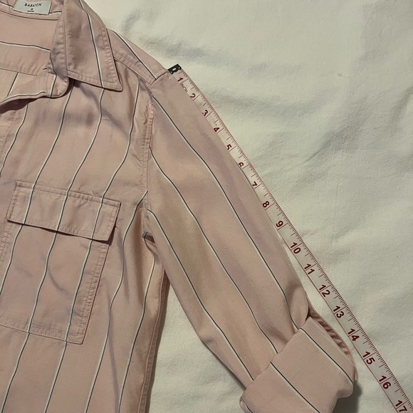 Aritzia Bavarian Utility Shirt Pink White Stripe Casual Minimalist Workwear XS - Picture 10 of 13